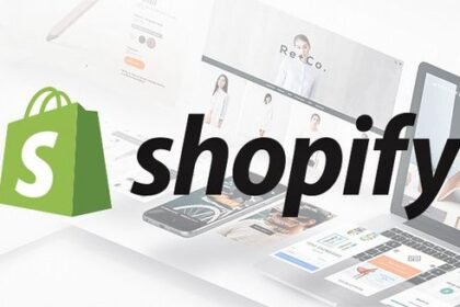 A laptop showing tips for your first Shopify sale